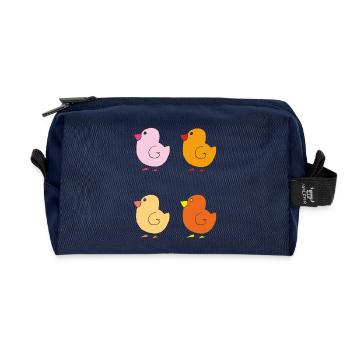 Colorful ducklings illustrations - Recycled Toiletry Zip Bag - navy - Front