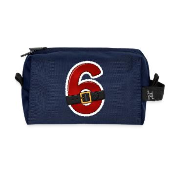 Six with Belt Cartoon - Recycled Toiletry Zip Bag - navy - Front