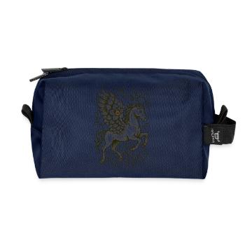 Verziertes geflügeltes Einhorn-Wappen - Recycelte Kulturtasche - Navy - Vorne