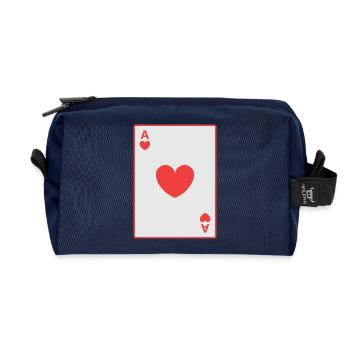 Carte rouge as de cœur - Trousse de toilette en tissu recyclé - marine - Devant