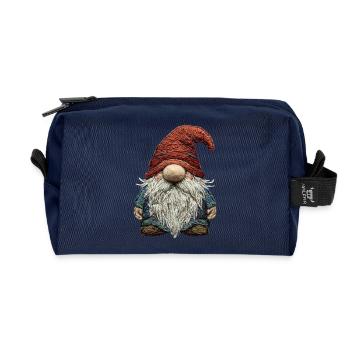 Gnom im bestickten Look (gedruckt) - Recycelte Kulturtasche - Navy - Vorne
