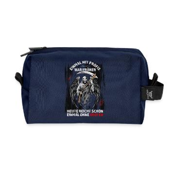 Once with professionals was in the past... - Recycled Toiletry Zip Bag - navy - Front