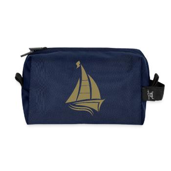 voilier voilier sailor silhouette minimaliste - Trousse de toilette en tissu recyclé - marine - Devant