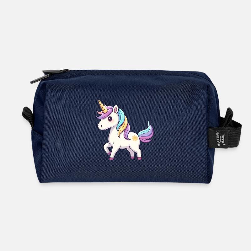 Unicorn Rainbow Dream - Recycled Toiletry Zip Bag - navy