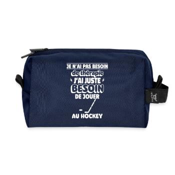 Pas besoin de thérapie, juste de hockey ! - Trousse de toilette en tissu recyclé - marine - Devant
