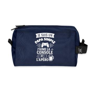 Papa simple console cadeau fête des pères - Trousse de toilette en tissu recyclé - marine - Devant