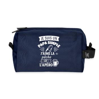 Papa simple pêche pêcheur cadeau fête des pères - Trousse de toilette en tissu recyclé - marine - Devant