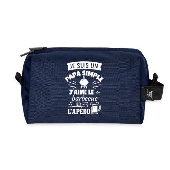 Papa simple barbecue cadeau fête des pères - Trousse de toilette en tissu recyclé - marine - Devant