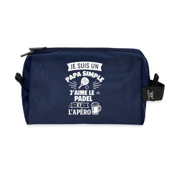 Papa simple padel idée cadeau fête des pères - Trousse de toilette en tissu recyclé - marine - Devant