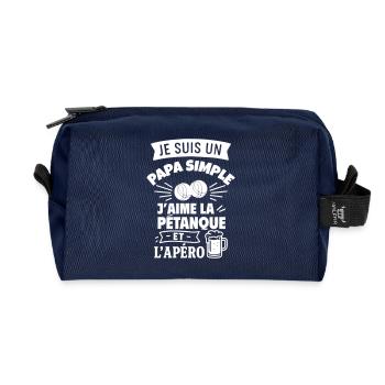 Papa simple pétanque idée cadeau fête des pères - Trousse de toilette en tissu recyclé - marine - Devant