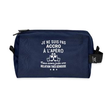 Pas accro Humour Apéro Drôles - Trousse de toilette en tissu recyclé - marine - Devant