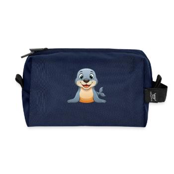 Robbchen – So viel Freude! - Recycelte Kulturtasche - Navy - Vorne