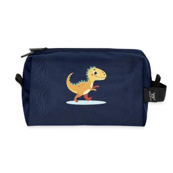 Wylpex: The Smiling T-Rex - Recycled Toiletry Zip Bag - navy - Front