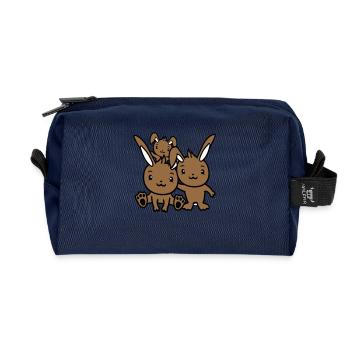 3 Lapins Famille Enfants Parents Trois Frères et sœurs Mignon - Trousse de toilette en tissu recyclé - marine - Devant