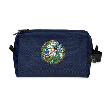 Blue Jay Fairy Fantasy Art - Recycled Toiletry Zip Bag - navy - Front