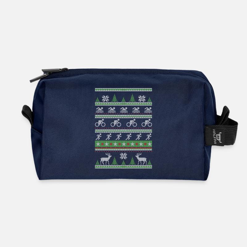 Triathlon Ugly Christmas - Recycled Toiletry Zip Bag - navy