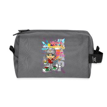 Graffiti boy background - Recycelte Kulturtasche - Anthrazit - Vorne