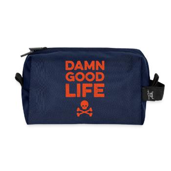 Damn good life - geiles Leben Festival - orange - Recycelte Kulturtasche - Navy - Vorne
