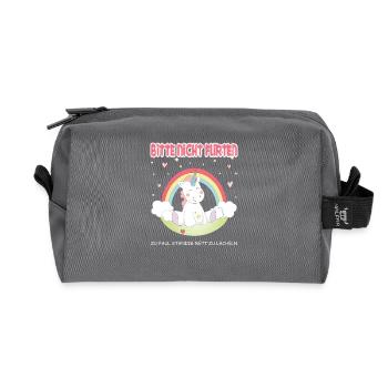 Please do not flirt! unicorn - Recycled Toiletry Zip Bag - anthracite - Front