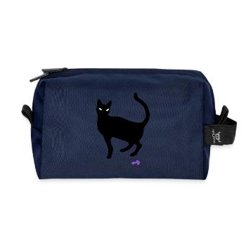Chat - Trousse de toilette en tissu recyclé - marine - Devant