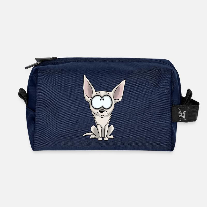 I am Chihuahua - White - Recycled Toiletry Zip Bag - navy