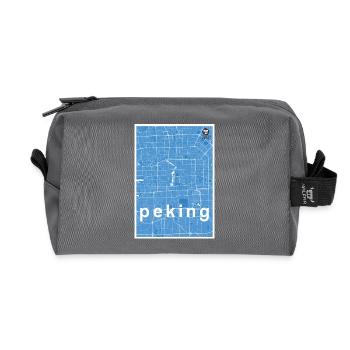 Beijing hipster city map blue - Recycled Toiletry Zip Bag - anthracite - Front