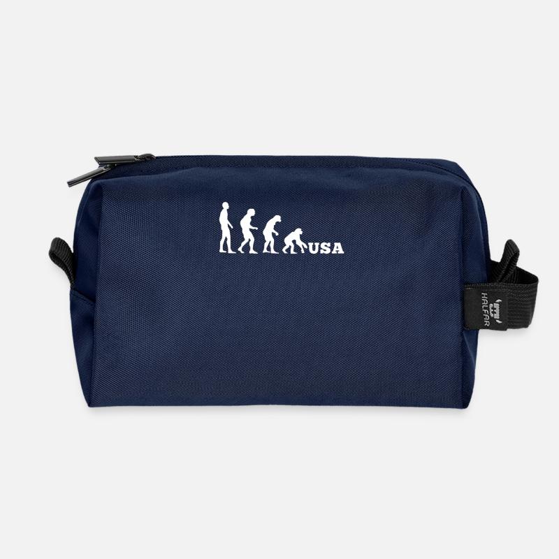 USA Evolution rückwärts - Recycelte Kulturtasche - Navy
