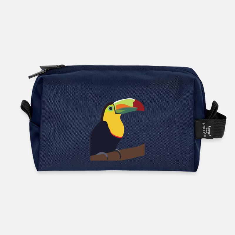 Timmy the Toucan - Recycled Toiletry Zip Bag - navy