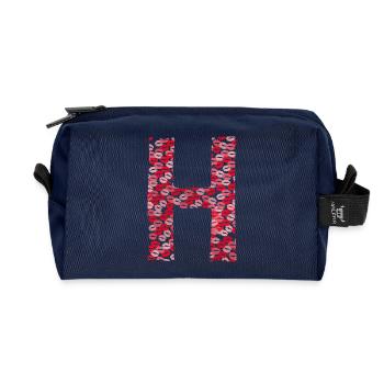 Letter H - tshirt kisses - Recycled Toiletry Zip Bag - navy - Front