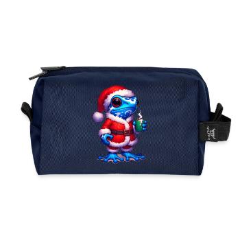 Poison arrow frog Santa Claus - Recycled Toiletry Zip Bag - navy - Front