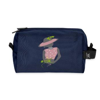 Fille au chapeau - Trousse de toilette en tissu recyclé - marine - Devant