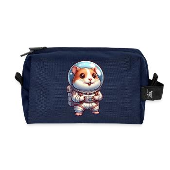 Süßer Hamster Astronaut im Weltall - Recycelte Kulturtasche - Navy - Vorne
