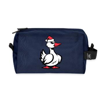 Ente Comic Weihnachten - Recycelte Kulturtasche - Navy - Vorne