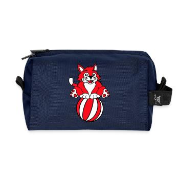 Circus Cat Balanced Beach Ball Game Fun Fun - Recycled Toiletry Zip Bag - navy - Front