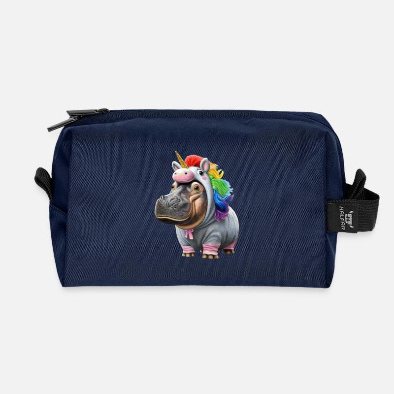 Nilpferd Einhorn - Recycelte Kulturtasche - Navy