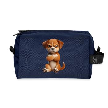 Dog grim 1 - Recycled Toiletry Zip Bag - navy - Front