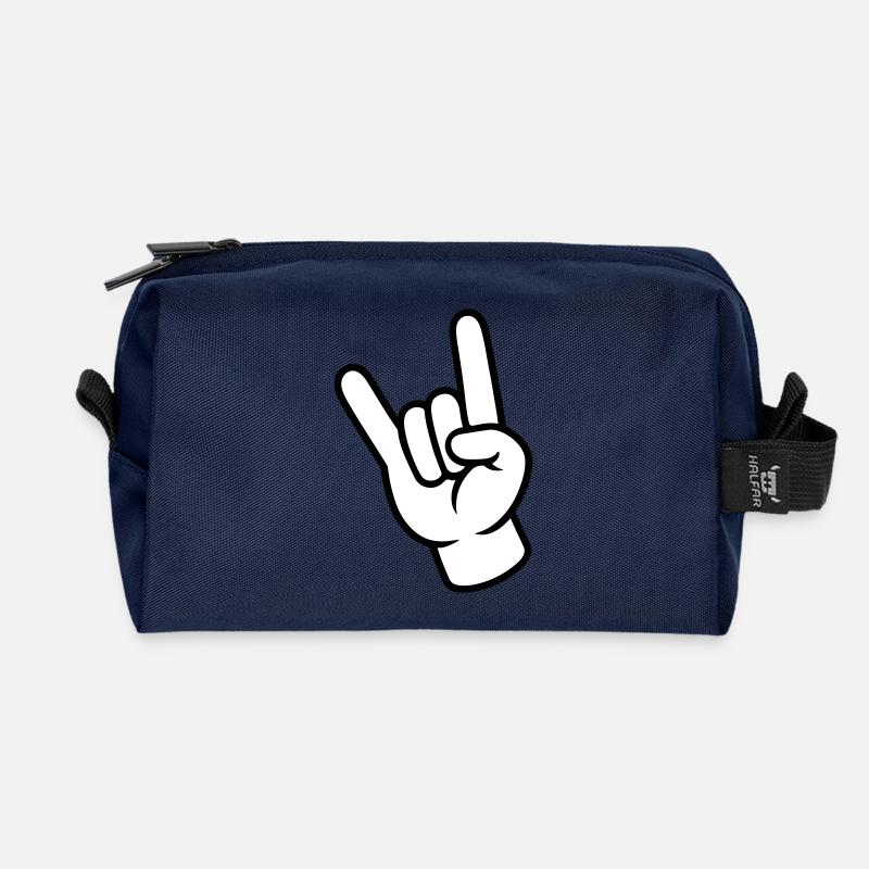Hand Sign Party - Recycled Toiletry Zip Bag - navy