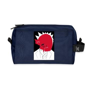 Crazy cat - Recycled Toiletry Zip Bag - navy - Front