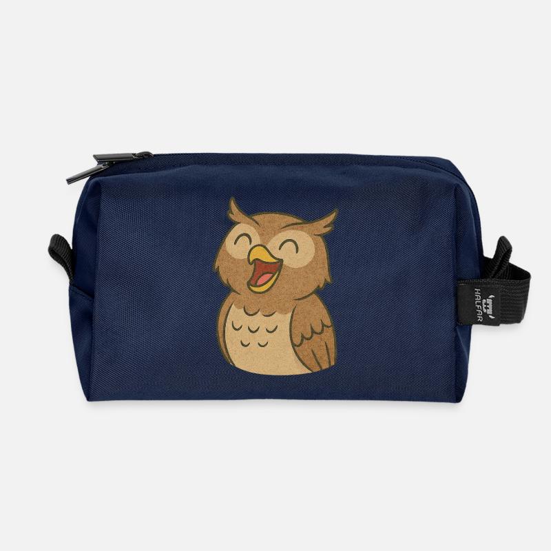 Eule_die_Lacht - Recycelte Kulturtasche - Navy