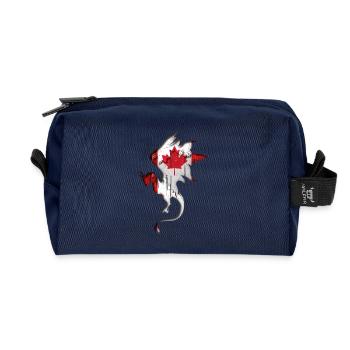 Flag of Canada - Canada - Dragon Silhouette - Recycled Toiletry Zip Bag - navy - Front