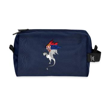 Drapeau de la Serbie - Serbe - Silhouette de dragon - Trousse de toilette en tissu recyclé - marine - Devant