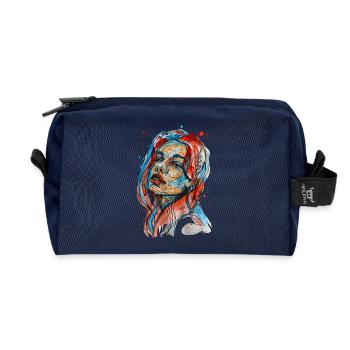 Jasmine illustration watercolor carographic - Recycled Toiletry Zip Bag - navy - Front