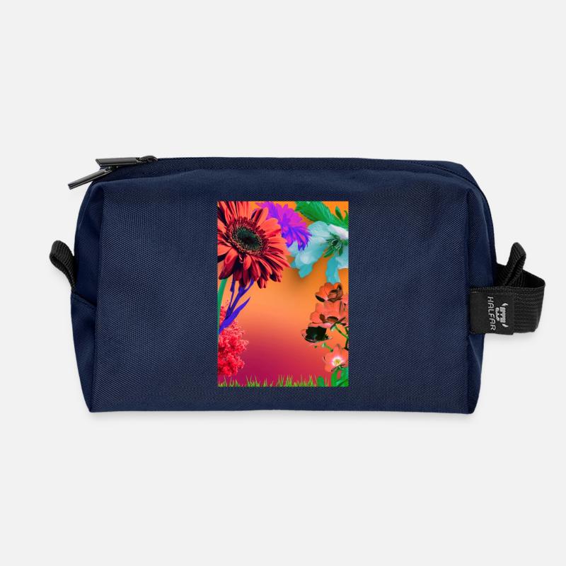 Kühne Blumen-Leinwand - Recycelte Kulturtasche - Navy