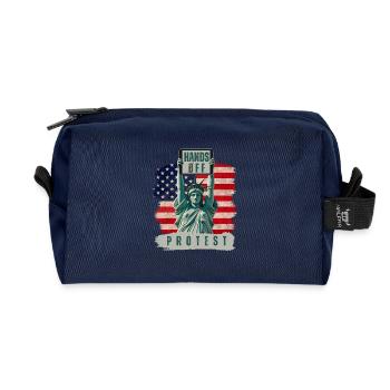 Hands Off Protest - Recycled Toiletry Zip Bag - navy - Front