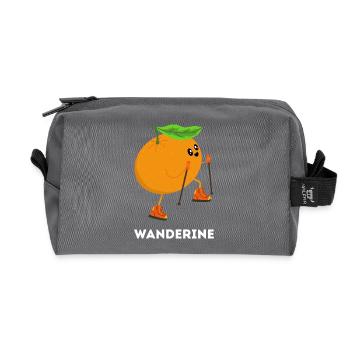 Wanderine - Mandarine geht wandern Wortspiel - Recycelte Kulturtasche - Anthrazit - Vorne