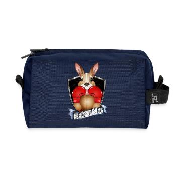 Boxendes Känguru – Lustiges Boxer-Motiv - Recycelte Kulturtasche - Navy - Vorne