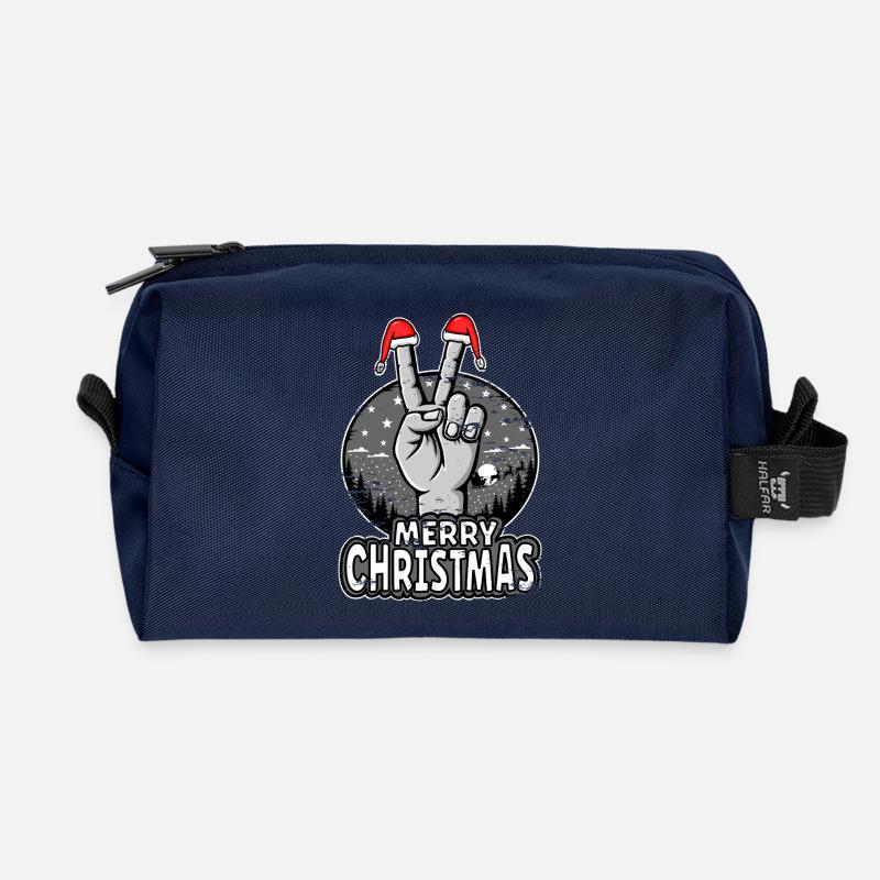 Frohe Weihnachten Peace Sign Design - Recycelte Kulturtasche - Navy