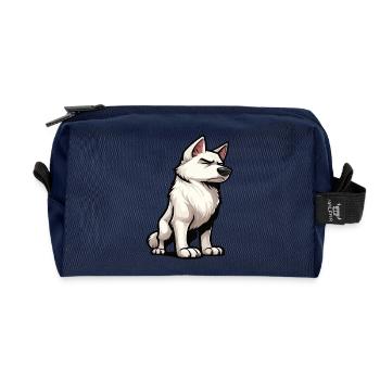 White Shepherd Shepherd Shepherd Dogs - Recycled Toiletry Zip Bag - navy - Front