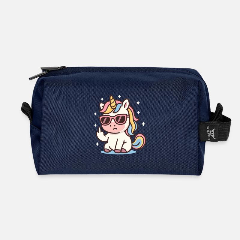 Süßes Kawaii-Einhorn mit Sonnenbrille Niedliche Passen - Recycelte Kulturtasche - Navy
