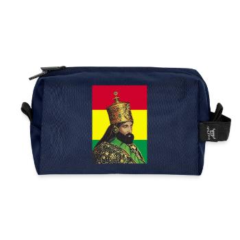 Haile Selassie I Jah Rastafari Rasta Reggae Roots - Recycled Toiletry Zip Bag - navy - Front